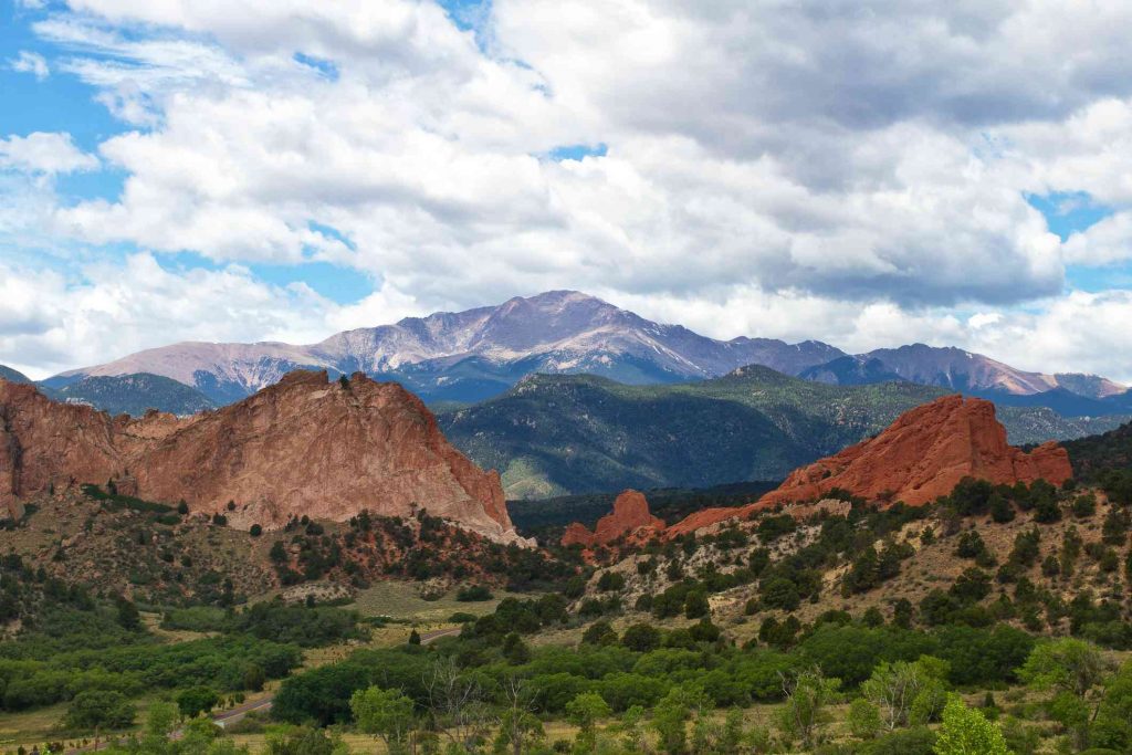 A view of a large mountain in the background
